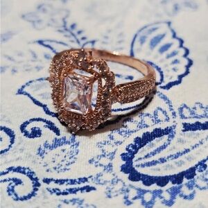 Vintage Plated Copper Wedding Ring with CZ